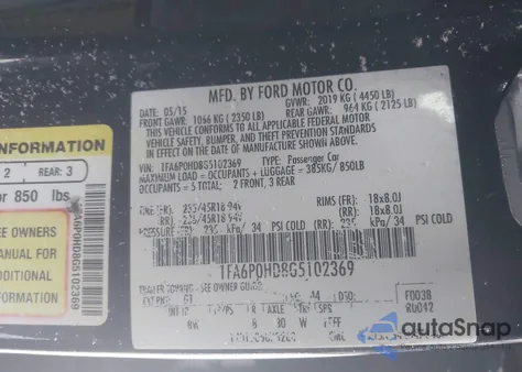 2016 Ford Fusion Se z USA, uszkodzony, nr VIN 1FA6P0HD8G5102369